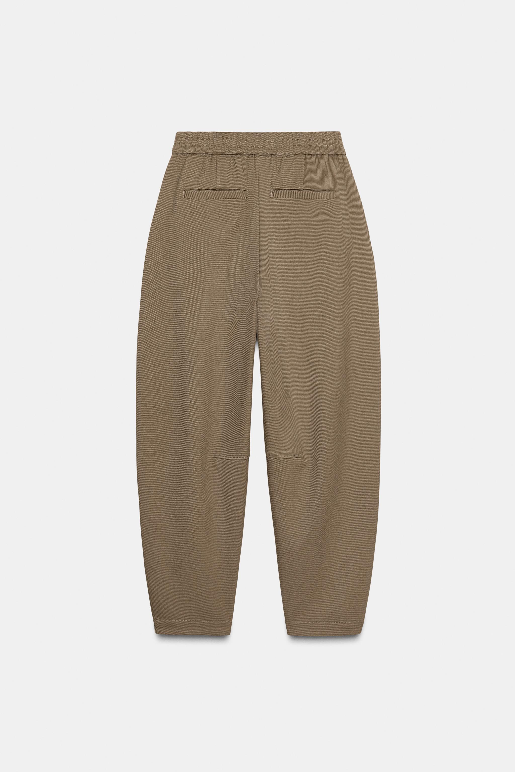 ELASTIC WAIST TAPERED PANTS
